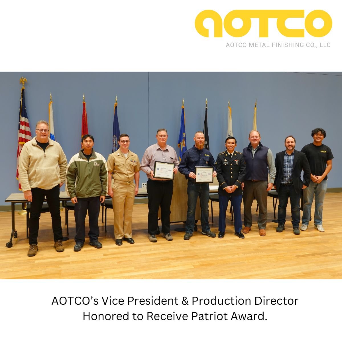 AOTCO Metal Finishing Senior Managers Receive Patriot Award